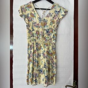 Floral Twist Front Cutout Maxi Dress - Yellow Floral size S